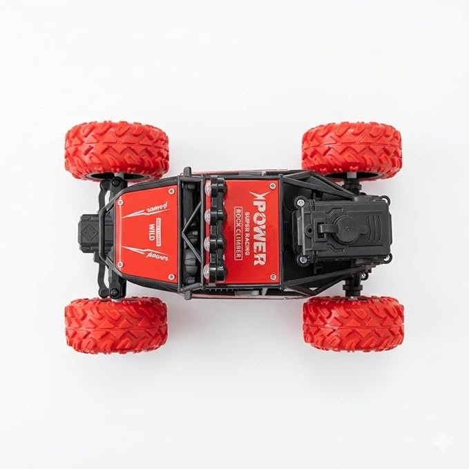 RTR 27MHz Remote Control Rock Climber Car for Kids 4+ Years | 4WD Off Road Monster Truck with Rechargeable 3.7V Battery & USB Charging | Big Tyre All Terrain RC Car Toy (Red & Black) - Image 2