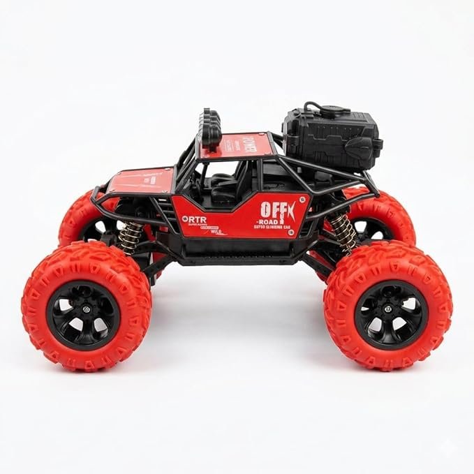 RTR 27MHz Remote Control Rock Climber Car for Kids 4+ Years | 4WD Off Road Monster Truck with Rechargeable 3.7V Battery & USB Charging | Big Tyre All Terrain RC Car Toy (Red & Black) - Image 4