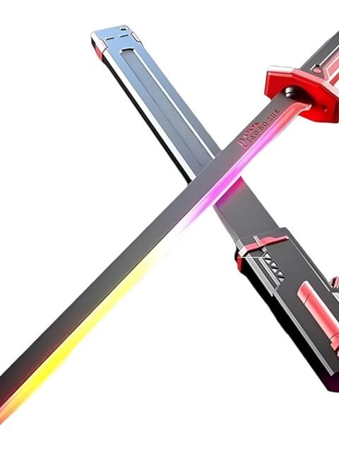 LED Katana Spark FX Lightsaber Sword – Light-Up Blade with Spark & Smoke Effects, Cosplay Prop Weapon for Halloween & Costume Parties (Multi Colour)